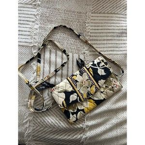 Yellow and Black Vera Bradley Wallet Crossbody Bag